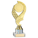 GOLD/SILVER 'OLYMPIC' HOLDER ASSEMBLED ON MARBLE (2" CEN/1" TUBE) - 8in
